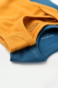Set 2 body-uri fara maneci bebe unisex din bumbac organic si modal - Bleumarin/Sofran, BabyCosy (Marime: 6-9 luni) - Img 3