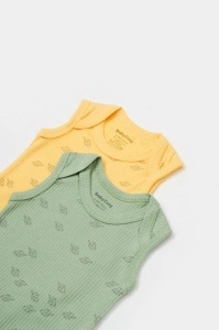 Set 2 body-uri fara maneci Printed, BabyCosy, 50% modal+50% bumbac, Lamaie/Verde (Marime: 6-9 luni) - Img 3