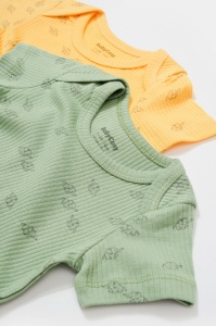 Set 2 body-uri Printed, BabyCosy, 50% modal+50% bumbac, Lamaie/Verde (Marime: 6-9 luni) - Img 3
