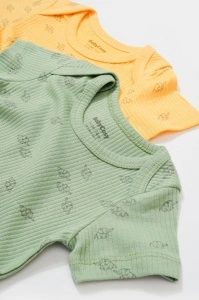 Set 2 body-uri Printed, BabyCosy, 50% modal+50% bumbac, Lamaie/Verde (Marime: 6-9 luni) - Img 3