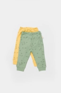 Set 2 pantalonasi Printed, BabyCosy, 50% modal+50% bumbac, Verde/Lamaie (Marime: 9-12 luni) - Img 3