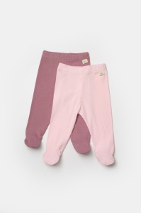 Set 2 pantaloni cu botosei Bamboo, roz, BabyCosy, 50%bumbac+50% bambus (Marime: 3-6 Luni) - Img 2