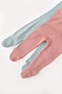 Set 2 pantaloni cu botosei bebe unisex din bumbac organic si modal - Mint/Rose, BabyCosy (Marime: 6-9 luni) - Img 2
