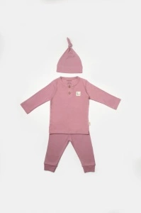 Set 3 piese:bluza, pantaloni si caciulita Bamboo, roz inchis, BabyCosy, 50% bumbac+50%bambus (Marime: 9-12 luni) - Img 2