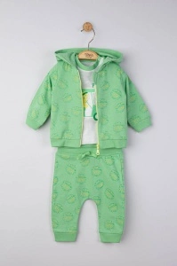 Set 3 piese: pantaloni, tricou si hanorac pentru bebelusi, Tongs baby (Marime: 9-12 luni, Culoare: Corai) - Img 3