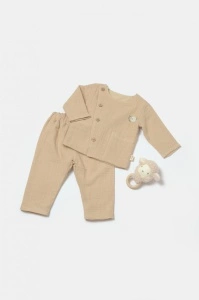 Set bluza cu nasturi si pantaloni , Winter muselin- Apricot, BabyCosy (Marime: 12-18 Luni)