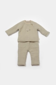 Set bluza dublata si pantaloni, Winter muselin- Verde, BabyCosy (Marime: 18-24 Luni) - Img 2