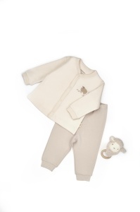 Set bluzita cu capse si pantalon, Lamb, BabyCosy, 100%bumbac organic (Marime: 6-9 luni)
