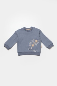 Set bluzita cu pantalon Dino, indigo, BabyCosy, 100%bumbac (Marime: 9-12 luni) - Img 3