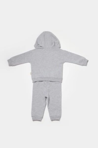 Set hanorac cu gluga si pantaloni, Two thread, 100%bumbac organic - Gri, BabyCosy (Marime: 12-18 Luni) - Img 3