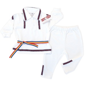 Costum traditional din 2 piese - unt (Bumbac 100%, semigros)