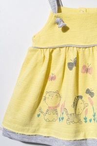 Rochita de vara cu pisicute pentru fetite, Tongs baby (Culoare: Galben, Marime: 3-6 Luni) - Img 2