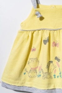 Rochita de vara cu pisicute pentru fetite, Tongs baby (Culoare: Galben, Marime: 3-6 Luni) - Img 2