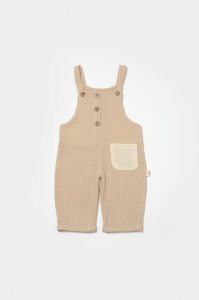 Salopeta cu bretele si buzunar, 100% bumbac - Apricot, BabyCosy (Marime: 12-18 Luni) - Img 2
