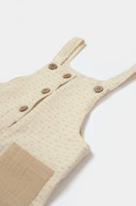 Salopeta cu bretele si buzunar, 100% bumbac - Stone, BabyCosy (Marime: 18-24 Luni) - Img 3
