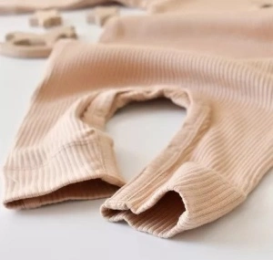 Salopeta cu maneca lunga si pantaloni lungi din bumbac organic si modal - Somon BabyCosy (Marime: 12-18 Luni) - Img 3
