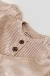 Salopeta cu maneca lunga si pantaloni lungi din bumbac organic si modal - Blush BabyCosy (Marime: 6-9 luni) - Img 2