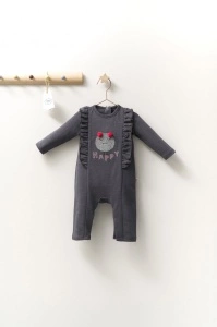 Salopeta cu volanase pentru bebelusi Monster, Tongs baby (Culoare: Gri, Marime: 6-9 luni)