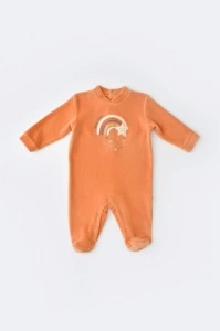 Salopeta Curcubeu cu maneca lunga si botosei din 80%bumbac organic si 20% poliester - Portocaliu, BabyCosy (Marime: 6-9 luni) - Img 2