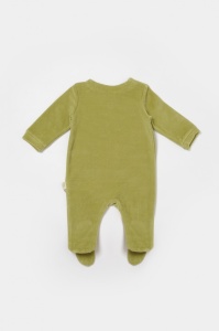 Salopeta Elefant cu maneca lunga si botosei din 80%bumbac organic si 20% poliester - Verde, BabyCosy (Marime: 0-3 Luni) - Img 3
