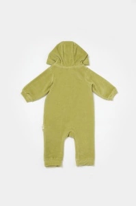 Salopeta Elefant cu maneca lunga si gluga din 80%bumbac organic si 20% poliester - Verde, BabyCosy (Marime: 6-9 luni) - Img 3