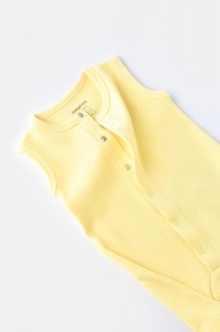Salopeta fara maneci si pantaloni scurti - 100% bumbac organic - Galben, BabyCosy (Marime: 12-18 Luni) - Img 2