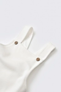 Salopeta Velvet cu bretele din 80%bumbac organic si 20% poliester - Ecru, BabyCosy (Marime: 9-12 luni) - Img 2