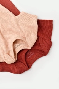 Set 2 body-uri bebe unisex din bumbac organic si modal - Caramiziu/Somon, BabyCosy (Marime: 18-24 Luni) - Img 2