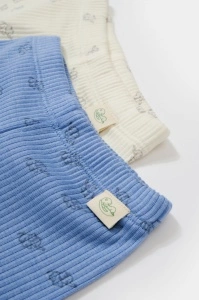 Set 2 pantalonasi cu botosei Printed, BabyCosy, 50% modal+50% bumbac, Ecru/Lavanda (Marime: 6-9 luni) - Img 2