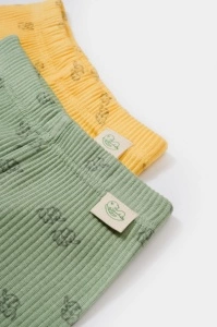 Set 2 pantalonasi cu botosei Printed, BabyCosy, 50% modal+50% bumbac, Lamaie/Verde (Marime: 6-9 luni) - Img 2