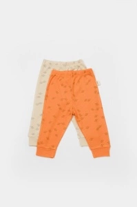 Set 2 pantalonasi Printed, BabyCosy, 50% modal+50% bumbac, Stone/Apricot (Marime: 3-6 Luni) - Img 2
