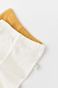 Set 2 pantaloni bebe unisex din bumbac organic si modal - Mustar/Ecru, BabyCosy (Marime: 6-9 luni) - Img 3