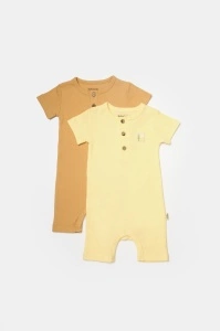 Set 2 salopete scurte Bamboo, galben, BabyCosy, 50%bumbac+50% bambus (Marime: 12-18 Luni) - Img 3