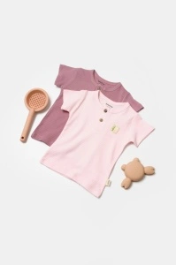 Set 2 tricouri Bamboo,roz, BabyCosy, 50% bumbac+50%bambus (Marime: 12-18 Luni)