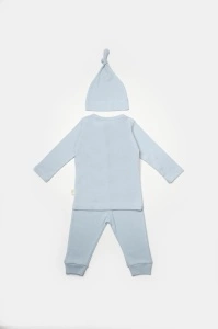 Set 3 piese:bluza, pantaloni si caciulita Bamboo, bleu, BabyCosy, 50% bumbac+50%bambus (Marime: 18-24 Luni) - Img 3