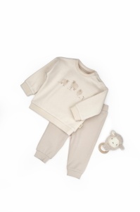 Set bluzita cu imprimeu si pantalon, Lamb, BabyCosy, 100%bumbac organic (Marime: 3-6 Luni)