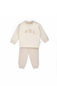 Set bluzita cu imprimeu si pantalon, Lamb, BabyCosy, 100%bumbac organic (Marime: 3-6 Luni) - Img 2