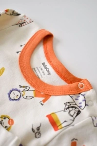 Set bluzita cu maneca lunga si pantaloni lungi, 100% bumbac organic, BabyCosy, Portocaliu (Marime: 9-12 luni) - Img 2
