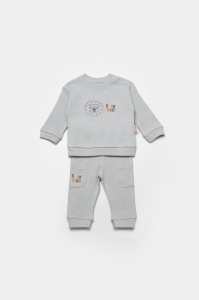 Set bluzita cu pantalon Lion, gri, BabyCosy, 100%bumbac (Marime: 3-6 Luni) - Img 2