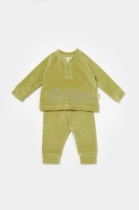 Set bluzita si pantaloni Elefant, 80%bumbac organic si 20% poliester - Verde, BabyCosy (Marime: 3-6 Luni) - Img 2