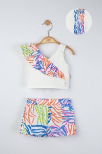 Set elegant bluzita de vara cu pantalonasi pentru fetite, Tongs baby (Culoare: Albastru, Marime: 6-9 luni) - Img 3