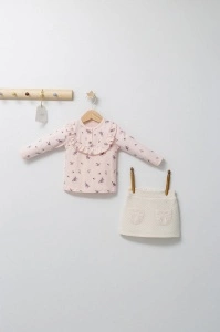 Set elegant cu fustita si bluzita pentru bebelusi Paris Love, Tongs baby (Marime: 18-24 Luni, Culoare: Ecru) - Img 2