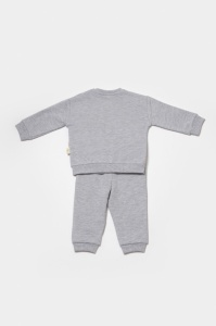 Set hanorac si pantaloni, Two thread, 100%bumbac organic - Gri, BabyCosy (Marime: 6-9 luni) - Img 3