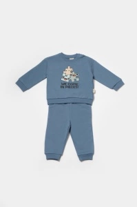 Set hanorac si pantaloni, Two thread, 100%bumbac organic - Indigo, BabyCosy (Marime: 12-18 Luni) - Img 2