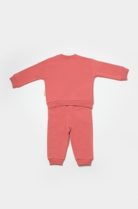 Set hanorac si pantaloni, Two thread, 100%bumbac organic - Rose, BabyCosy (Marime: 12-18 Luni) - Img 2