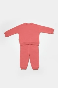 Set hanorac si pantaloni, Two thread, 100%bumbac organic - Rose, BabyCosy (Marime: 12-18 Luni) - Img 2