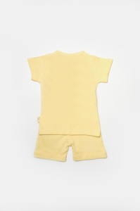 Set tricou cu pantaloni Bamboo, galben, BabyCosy, 50%bumbac+50% bambus (Marime: 12-18 Luni) - Img 3