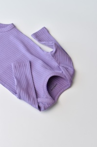 Body Bebe Unisex cu maneca lunga din 95% bumbac organic cu 5% elastan - Mov, BabyCosy (Marime: 3-6 Luni) - Img 3