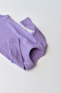 Body Bebe Unisex cu maneca lunga din 95% bumbac organic cu 5% elastan - Mov, BabyCosy (Marime: 3-6 Luni) - Img 3