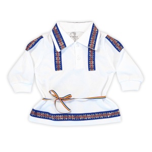 Costum național din 2 piese - Alb (Bumbac 100%,semisubtire)pique - Img 2